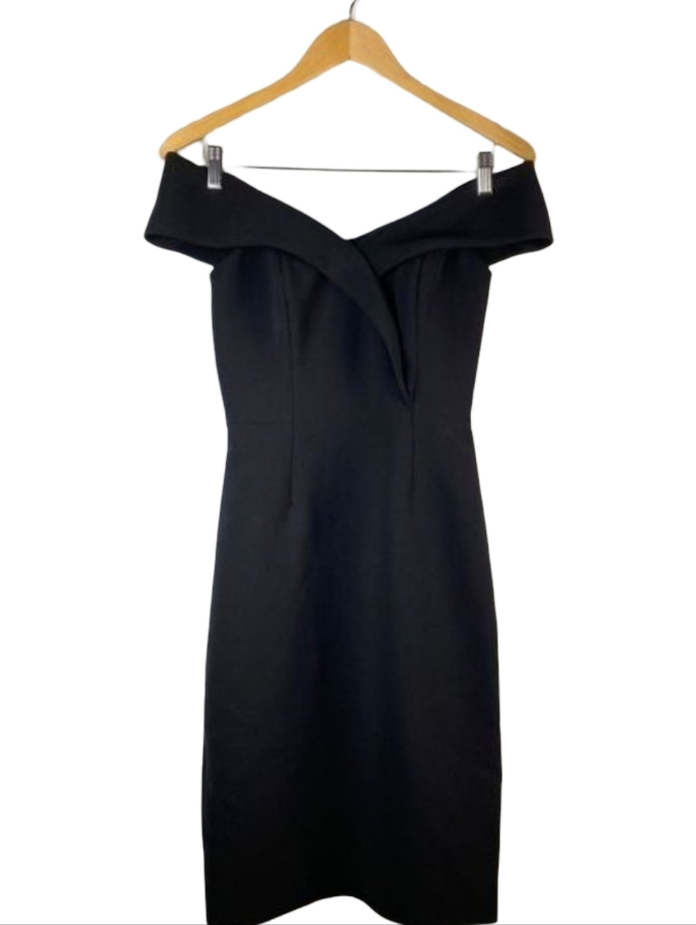 Reiss Haddi Black Off-Shoulder Sheath Dress Size 4 - Picture 8 of 12